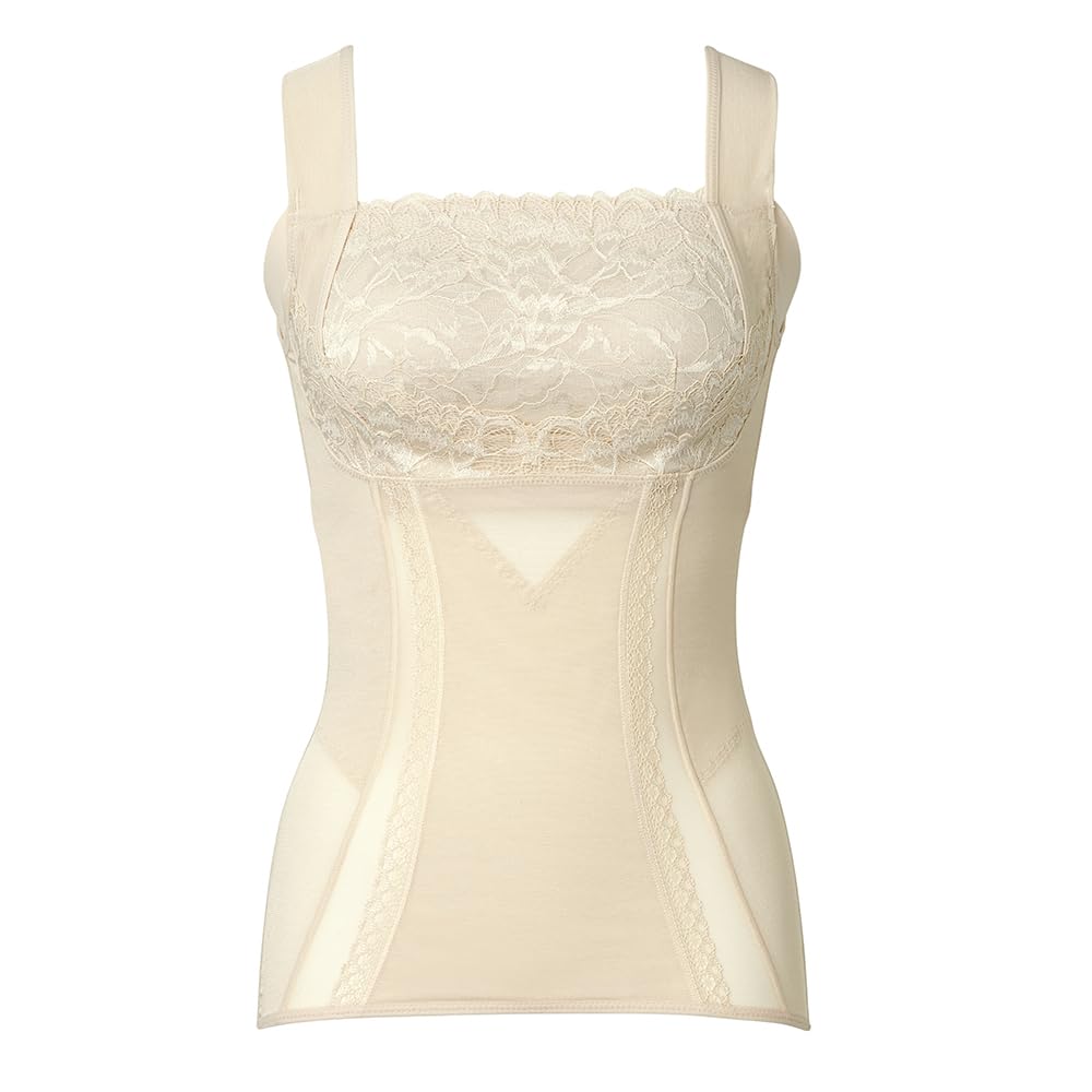 [ブラデリス ニューヨーク] ノンワイヤー補整ブラキャミ 楽なのに細みえレーシーバストアップシェイパー24 シャンパン LL