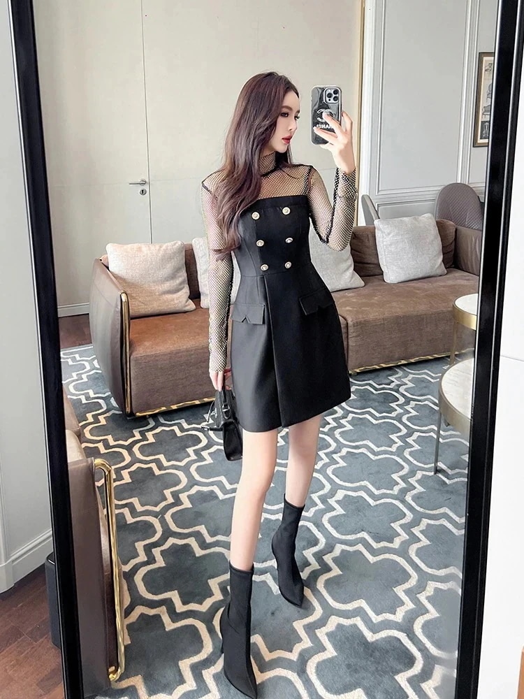 ドレス 大人 ウェディング 秋冬 結婚式 演奏会 卒業式 披露宴 チュール 着痩せ ショートワンピース キャバ ドッキング 同窓会 二次会 パーティー Aライン