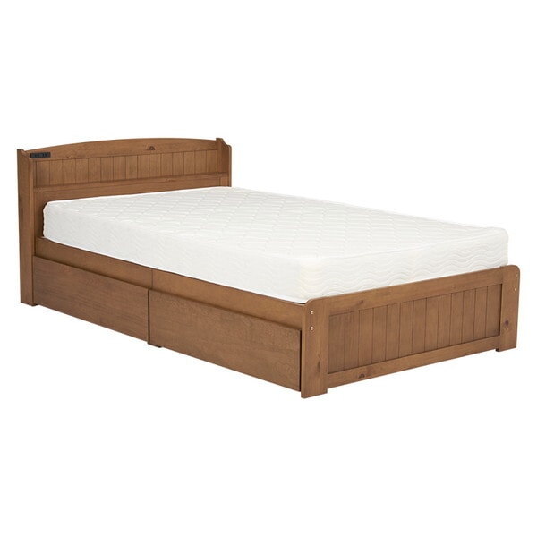 MB-5039SD-LBR+KM-3101 マットレス付セミダブルベッド(ライトブラウン)