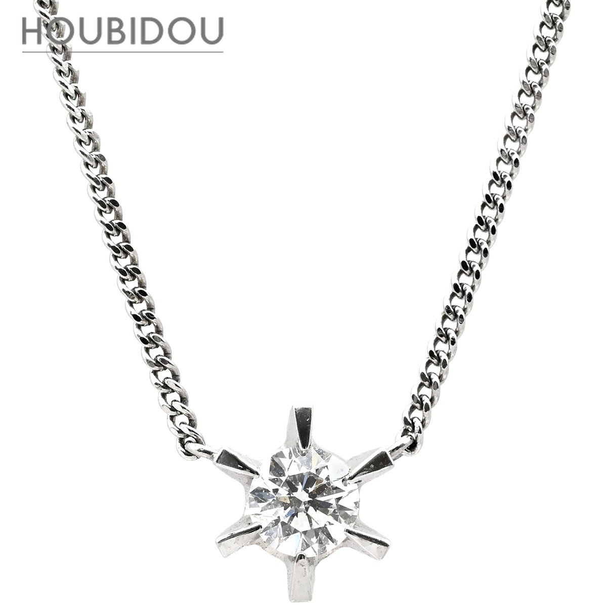 ネックレス ダイヤモンド 0.32ct ペンダント プラチナシルバー 1P 1石 1粒 ブリリアントカット プラチナ 【中古】