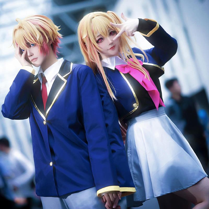 [NOKIJP] 星野ルビー コスプレ ウィッグ付き 推しの子 コスプレ 星野アクア コスプレ衣装 星野 アクア コスプレ 星野 愛久愛海 ほしの あくあまりん 陽東高校制服 推しの子 大人用 仮装