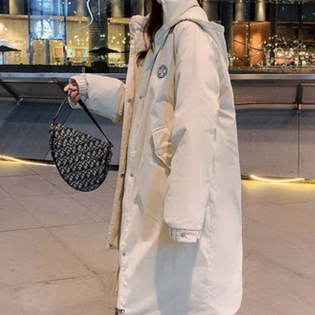 コート ダウン モッズ 羽織 ベンチ ロング 膝下 長袖 ストレート Iライン フード ポケット 厚手 大人可愛い カジュアル メンズライク ラフ 秋 冬 学生 デート アウトドア L XL 2XL 5,880円