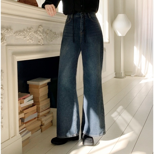 (裏起毛／しっかりフィット／ウィンターデニム) 起毛 ワイド ブーツカット デニムパンツ ps5581