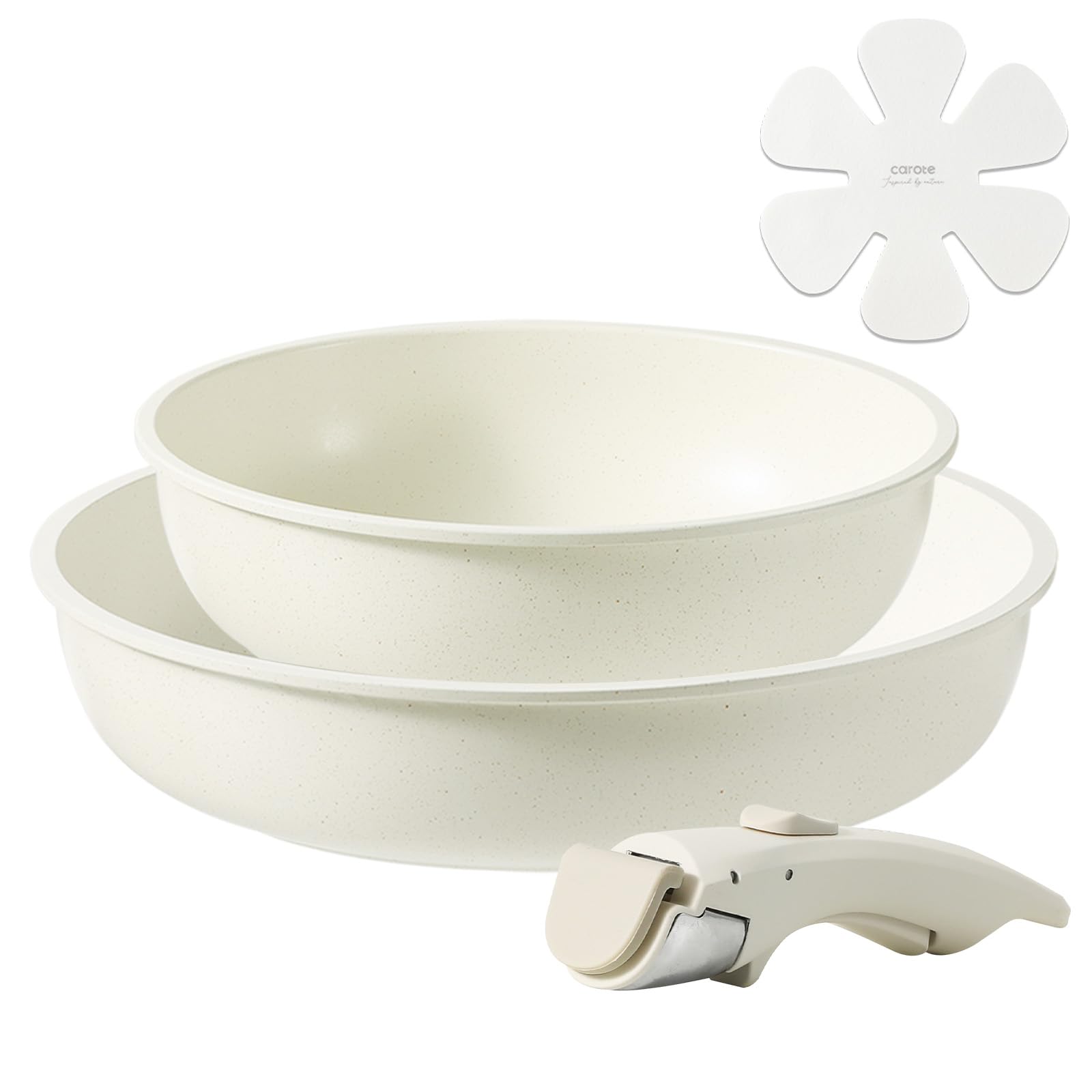 CAROTE カローテ フライパン セット 4点 IH対応 PFOA PFOS フリー 取っ手のとれる フライパン 20cm 26cm マーブルコート こびりつきにくい 手入れ簡単 オーブン対応 ベー