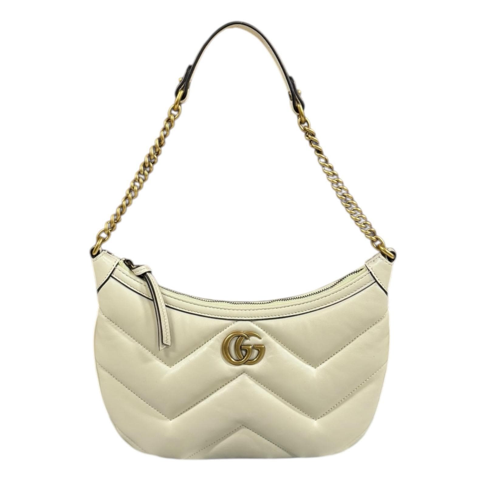 グッチ スモールショルダーバッグ GGマーモント ショルダーバッグ レザー 777263 ホワイト GUCCI 中古