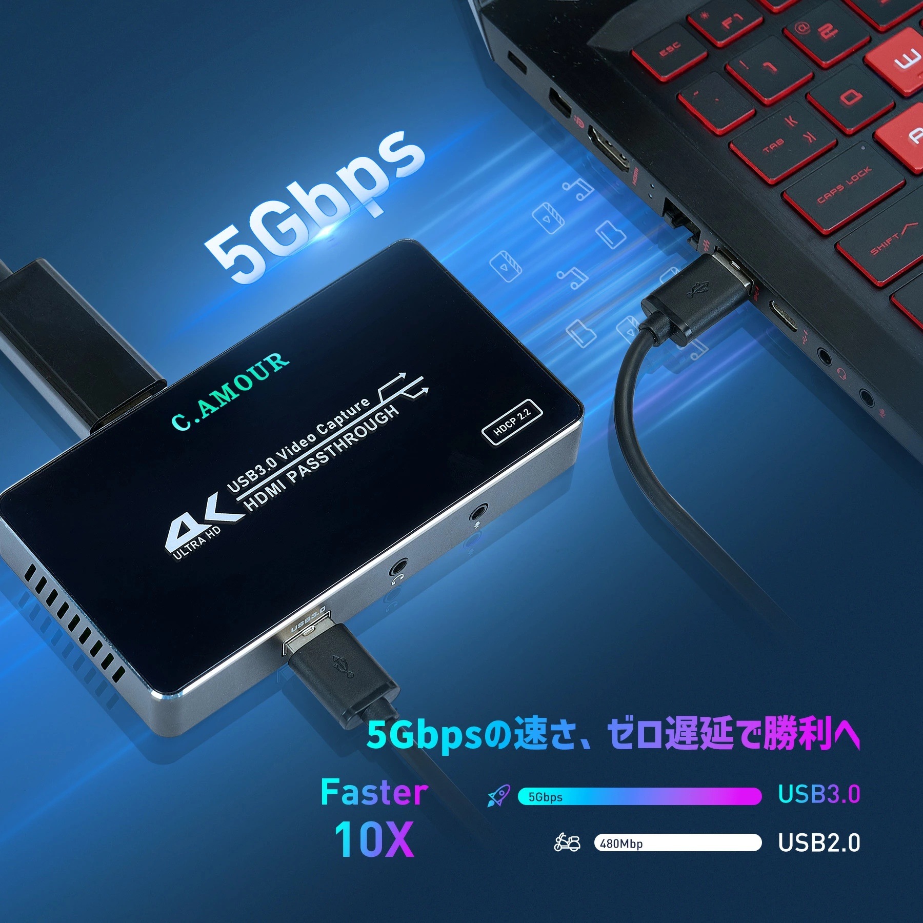 キャプチャーボード 4K 60FPS パススルー Switch対応 1080P 60FPS キャプチャー USB3.0 ビデオキャプチャー　ゲーム配信　画面共有 録画 配信用 撮像 ドライバー不要