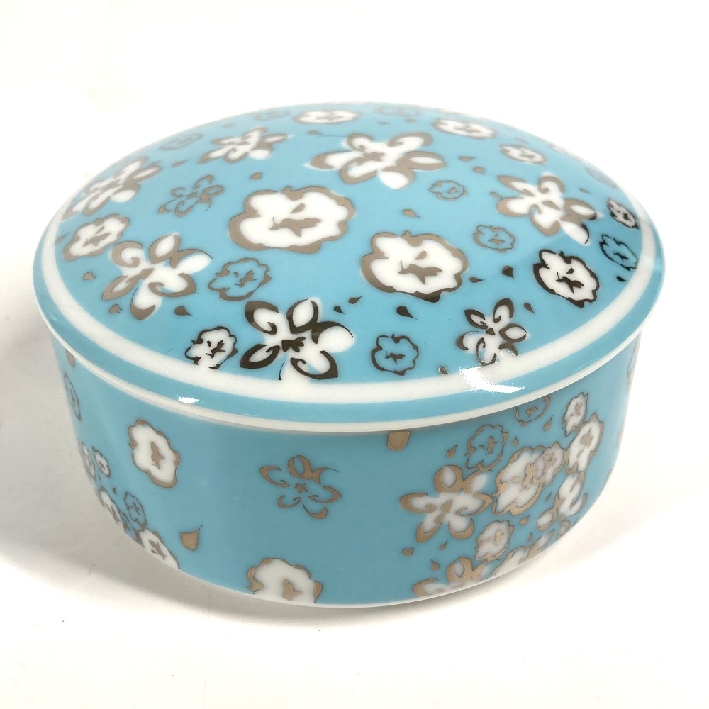 小物入れ フラワー シュガーポット アクセサリーケース インテリア 陶器 ブルー