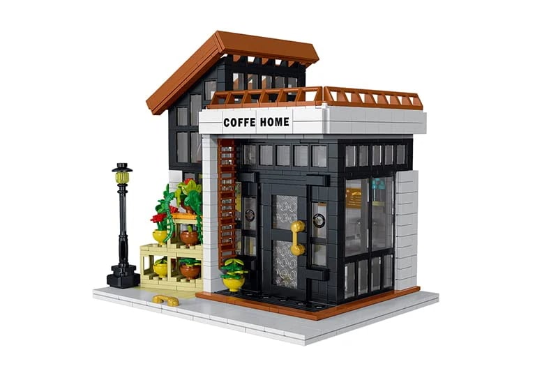 コーヒーショップ 喫茶店 おもちゃ MOC モデル ミニ 建物キット ビルディングブロック ブロック建物 1593ピース