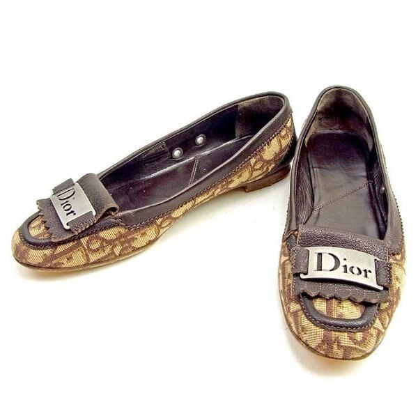 フラットシューズ #36 1/2 トロッター ヴィンテージ ボルドー ベージュ 中古