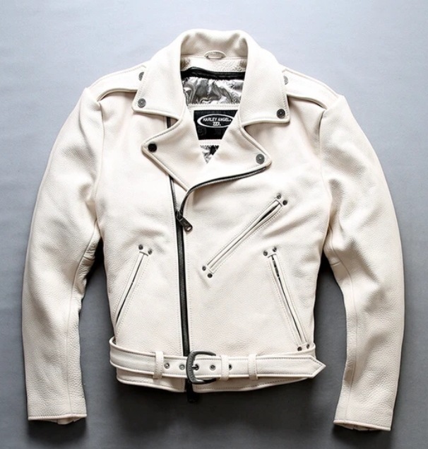 コウイチ　レザージャケット ライダース カウハイド 本革 インナー着脱 革ジャン バイク アメカジ 高級レザー 2XLサイズ/ホワイト