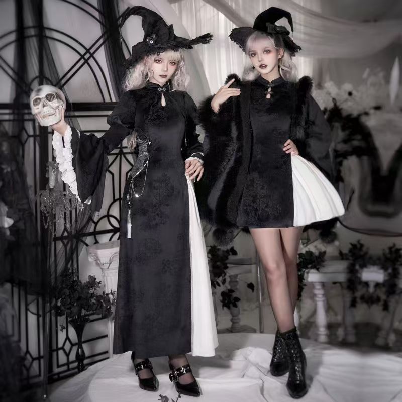 2025新作 ゴシックスタイル チャイナドレス 貴族風 コスプレ ロリータ ハロウィン コスプレ 初心者 ワンピース メイド服/仮装 洋服