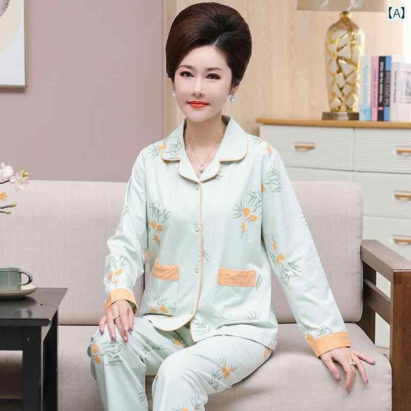 パジャマ 寝間着 長袖 コットン 春秋 薄手 リラックスウェア くつろぎ ギフト ルームウェア ホームウェア ミセス 高齢者 レディース