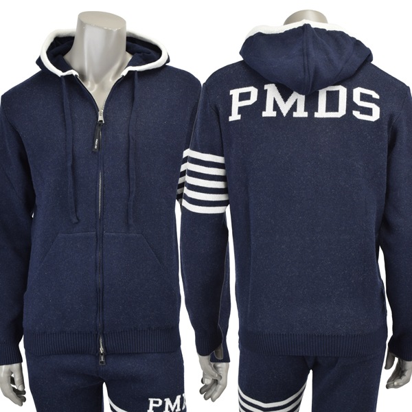 P.M.D.S. ピーエムディーエス SARAH/カシミア混 ニット ジップパーカー/F25MGA413 BLUE