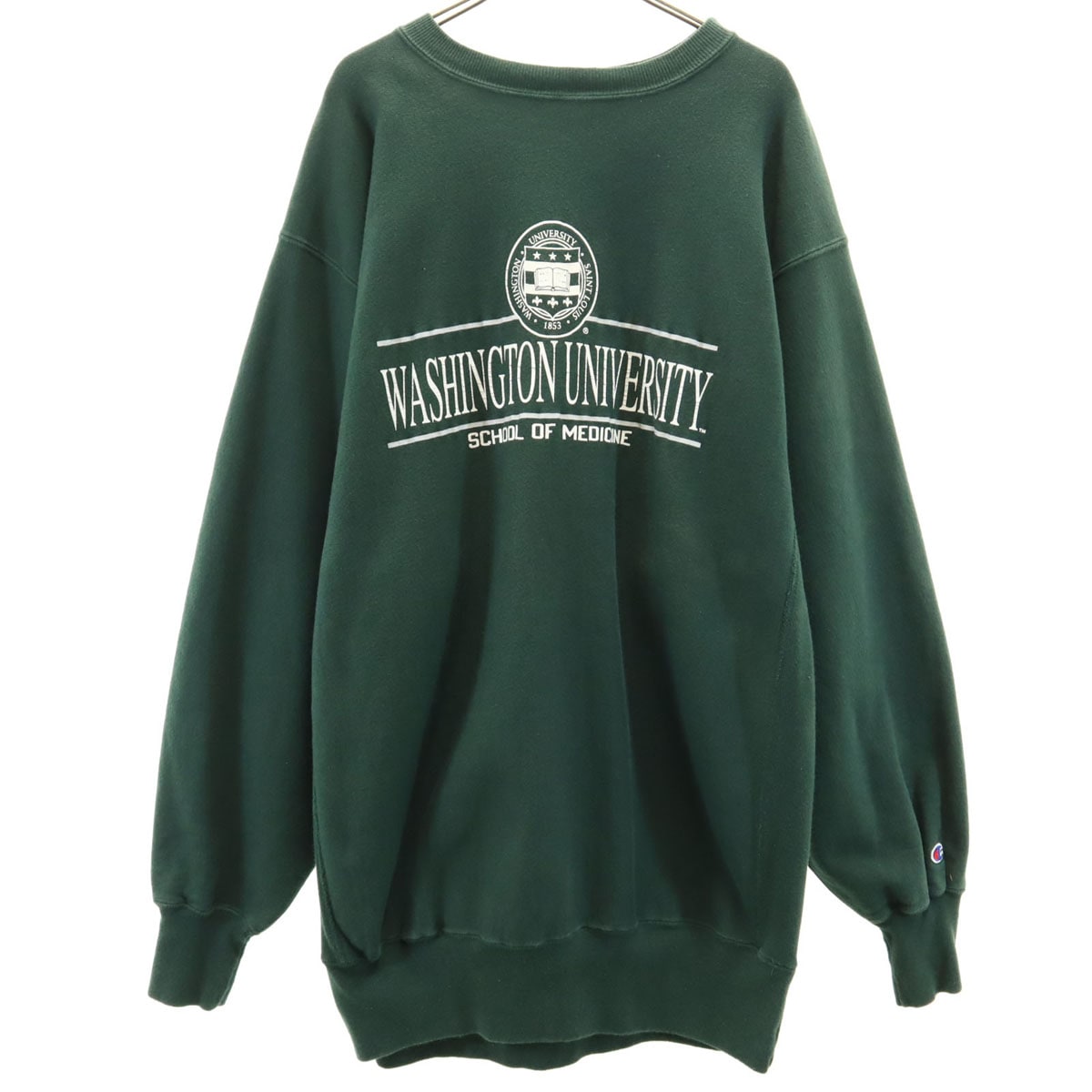 90s Reverse Weave 刺繍タグ オールド 長袖 スウェット XXXL グリーン系 トレーナー ビッグサイズ メンズ 古着