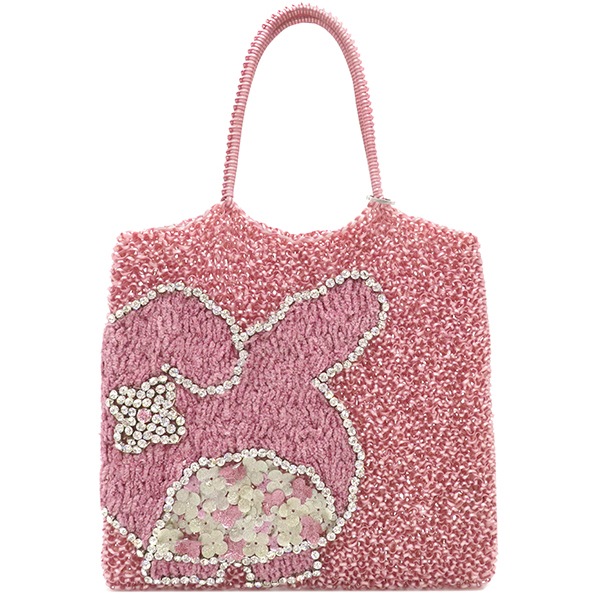 アンテプリマ ANTEPRIMA トートバッグ ワイヤーバッグ ワイヤー ピンク シルバー金具 サンリオ マイメロディコラボ ラインストーン 【保存袋】【中古】