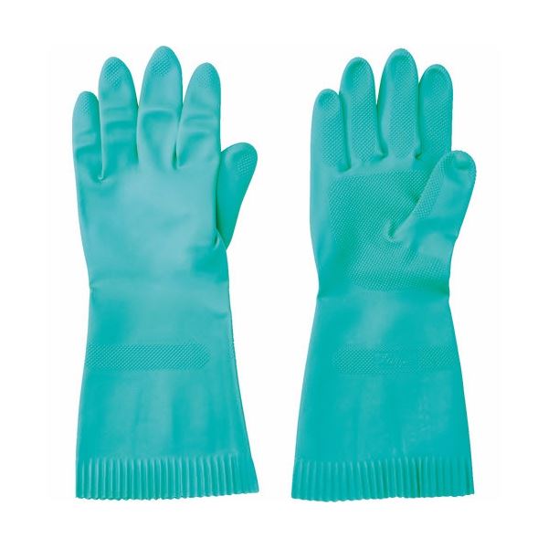 （まとめ）天然ゴム厚手手袋 裏毛なし Mサイズ グリーン TNGG45-M 1双 [x10セット]