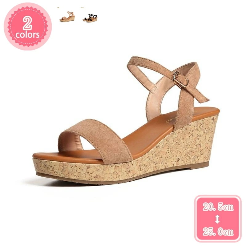777円OFFクーポン サンダル レディース 大きいサイズ ハイヒール 厚底 コルクソール ウェッジソール 歩きやすい 靴 厚底サンダル 6.5cmヒール ウエッジソール アンクルストラップ 小さいサ