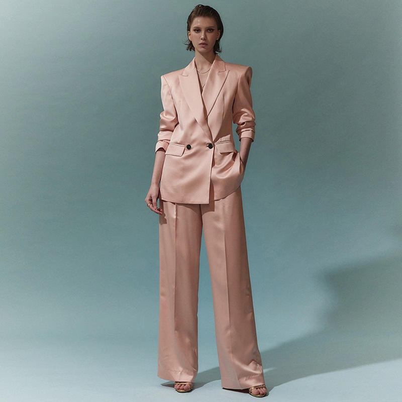 MBDTP015 サテン ダブルボタン シングル ジャケット スーツ セット