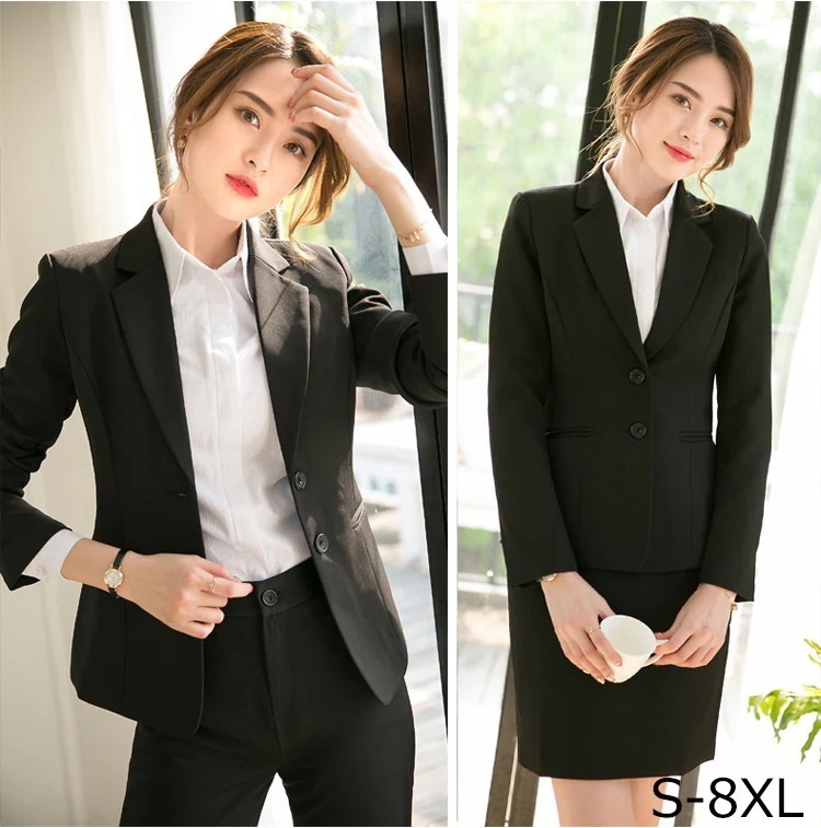 2025新作 韓国風ブラック　スーツ　レディース　フォーマル　卒業式　入学式　ママ　リクルート　大きいサイズ　セット　長袖パンツスーツ 大きいサイズ パンツスーツ スカートスーツ