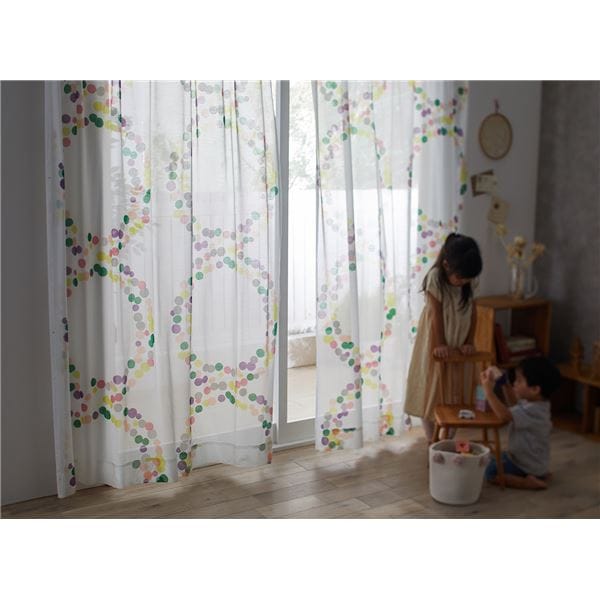 デザインライフ レースカーテン 約幅100x丈133cm ポポロボイル ミックス 1枚入 V1337