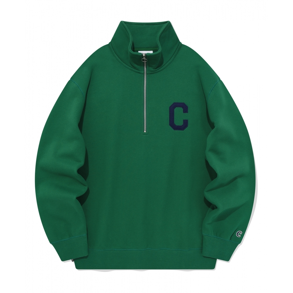 COVERNAT C ロゴハーフジップアップスウェットシャツグリーン