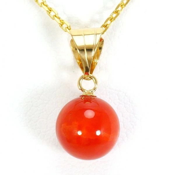 K18 18金 YG イエローゴールド ネックレス サンゴ 約40cm ジュエリー 中古