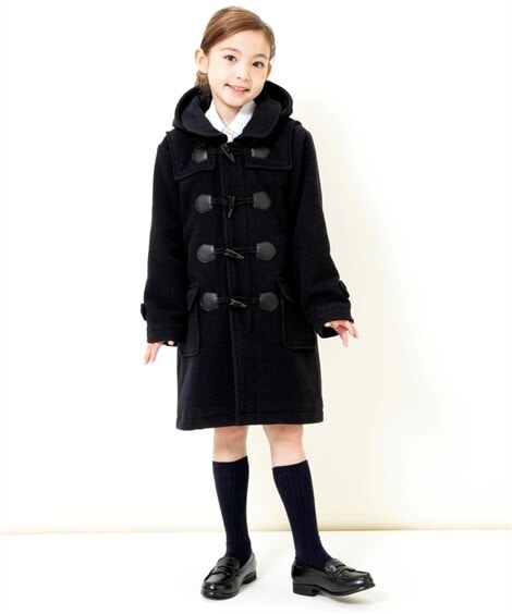 キッズ 子供 アウターファスナー付きウール混ダッフルコート（男の子　女の子　子供服　ジュニア服） 紺