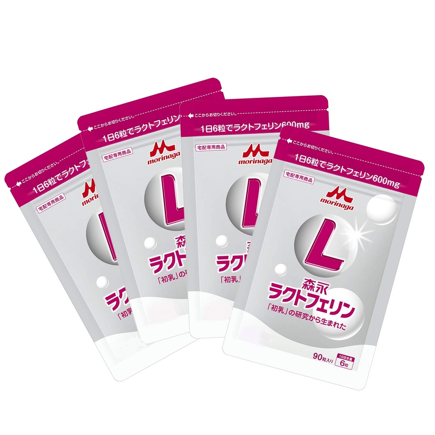 森永ラクトフェリン　９０粒入り　新アルミパウチパッケージ！　４個セット（１日６粒×６０日分）
