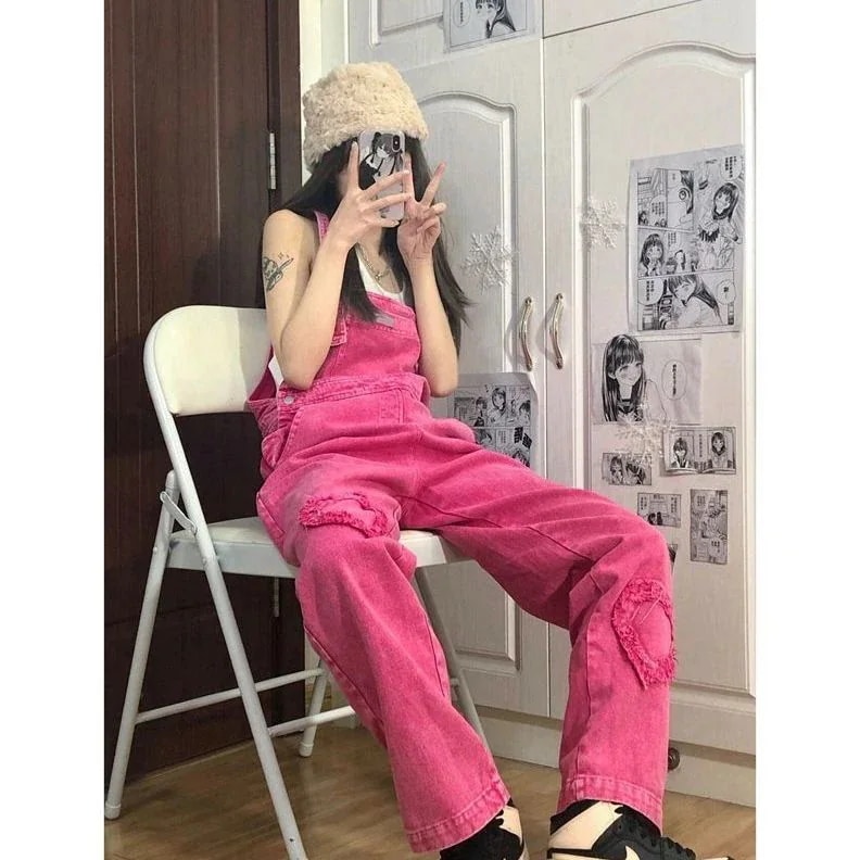 時短コーデ 秋新作スラックスパンツ日系 オーバーオール 秋新作 着痩せ ゆったり 大きいサイズ ハイウエスト デニム オーバーオールコーデ完成！サロペット