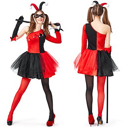 【送料無料】2020 新金新品 ハロウィン パーティー 成人服サーカスのピエロが映画の英雄の悪役を演じたハリ Harley Quinn 1969H59