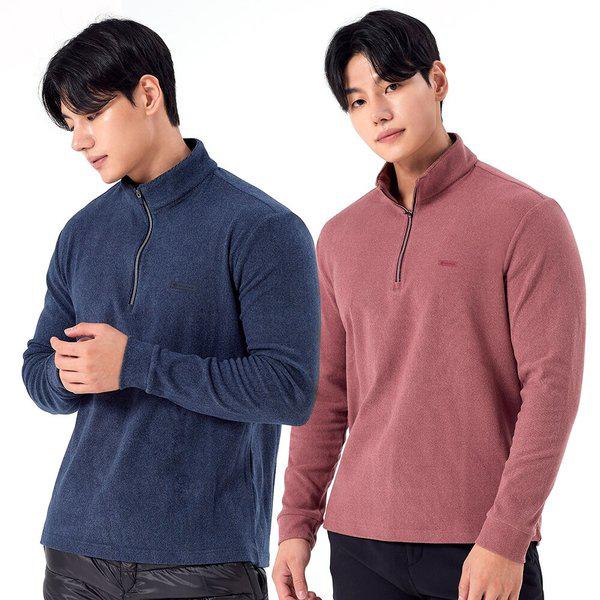 冬のメンズ起毛長袖登山ジップアップTシャツ KU23T45721