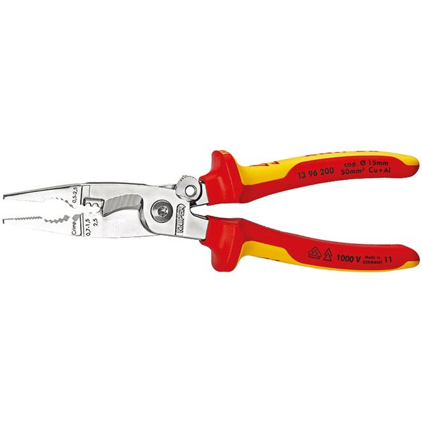 KNIPEX クニペックス 1000V絶縁エレクトロプライヤー スプリング付 全長200mm 1396-200 工具 ツール DIY 作業工具