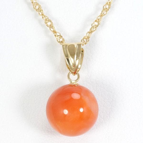 K18 18金 YG イエローゴールド ネックレス サンゴ 約42cm ジュエリー 中古