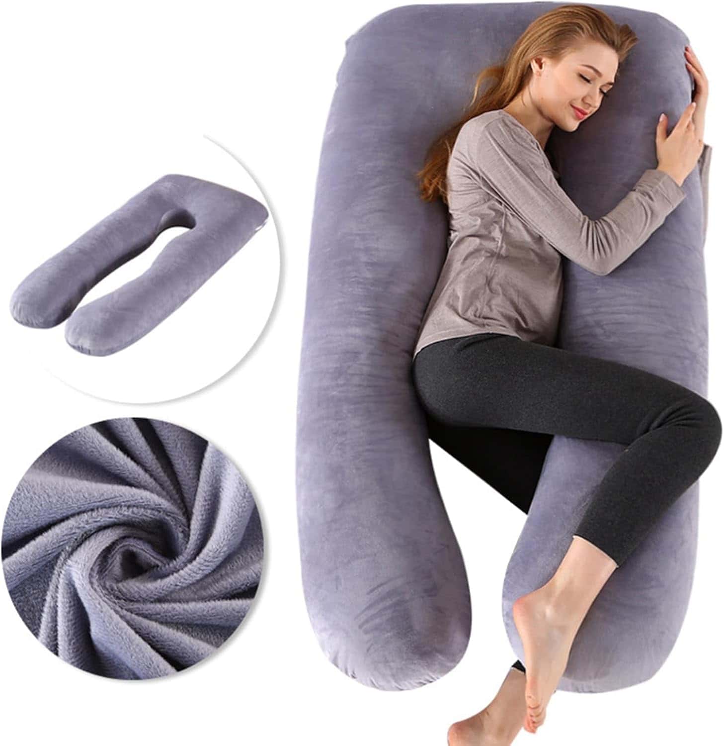 U型抱き枕 妊婦用 授乳クッション 100%棉 通気性 高反発 大きい枕 腹部サポート 横向き寝向き 寝返り防止 背もたれクッション 安眠 体圧分散
