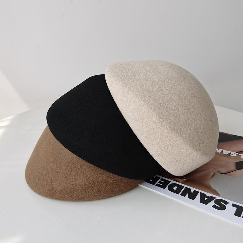秋冬 コーデ レディース ファッション オシャレ 服 カワイイ シンプル 大人カワイイ 大きいサイズ スタイリング ウール ベレー帽 韓国スタイル レトロ CA 帽子 ビッグ ヘッド