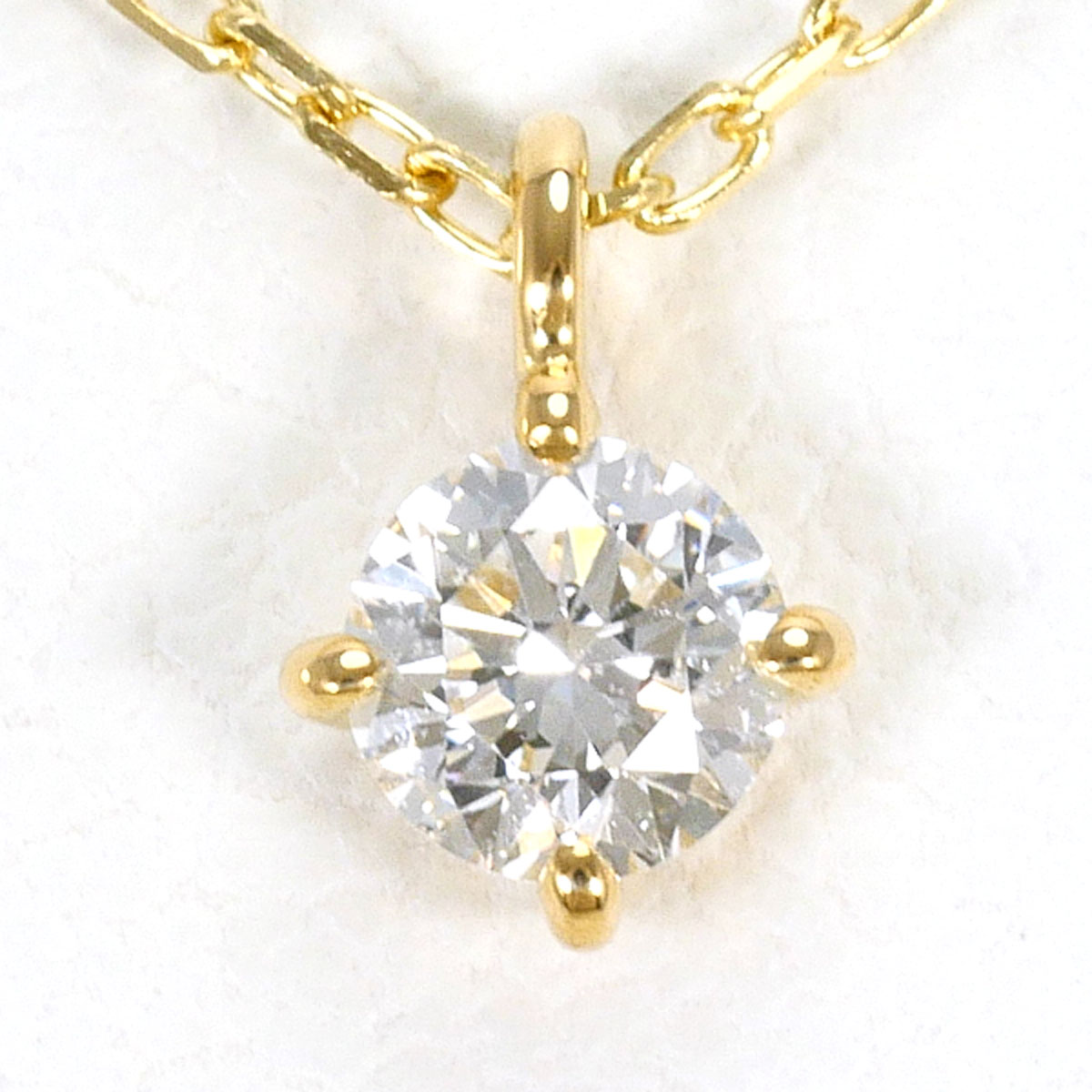 エテ K18 18金 YG イエローゴールド ネックレス ダイヤモンド 0.1ct 総重量約0.9g 約40cm ジュエリー 中古
