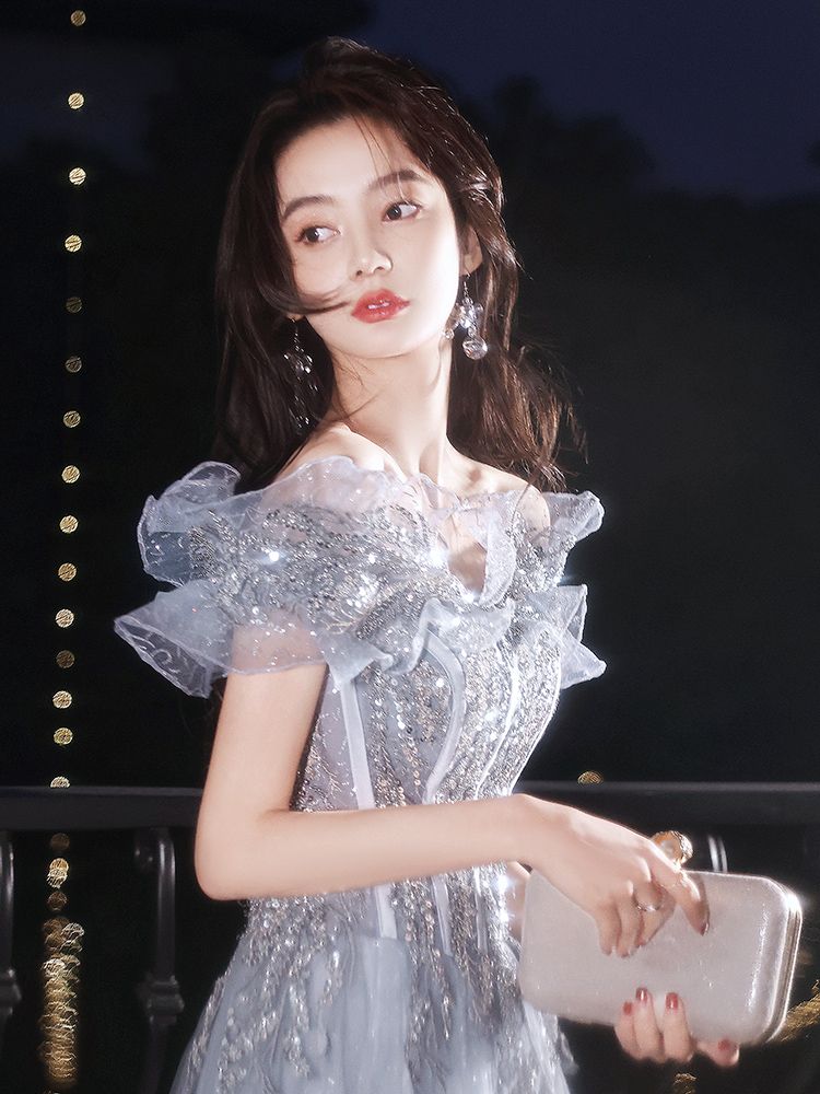 パーティードレス イブニングドレス 女性の花嫁介添人ドレス 光豪華な大人のドレス