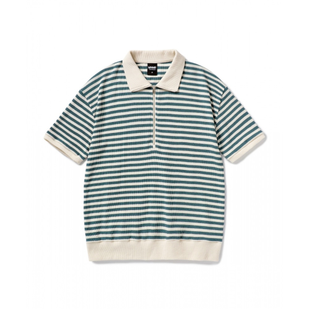 ミニマルプロジェクトワッフルジップカラー半袖Tシャツ MKT102 [ミント]