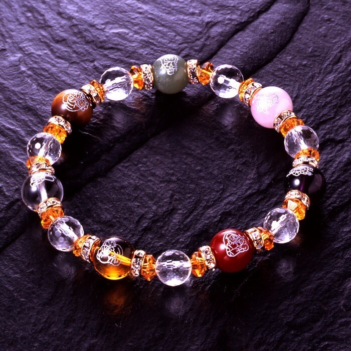 七福神カラフルブレス [ ブレスレット 白水晶 黄水晶 紫水晶 虎目 赤メノウ ローズクォーツ アベンチュリン 恋愛 愛情 クリア 腕 メンズ レディース 天然石 パワーストーン 七福神 開運 おしゃ