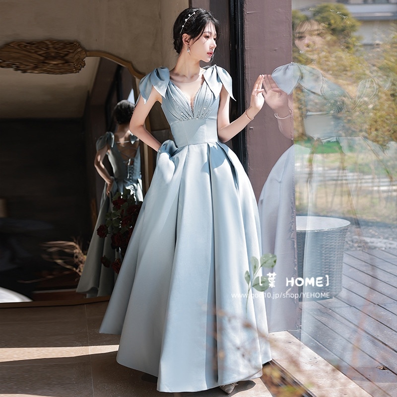 [葉 HOME] パーティードレス 韓国ファッション ウェディングドレス 花嫁ロングドレス 結婚式 二次会 エレガント お呼ばれ 挙式 簡約 露背 姫系発表会 コンサート パーティー