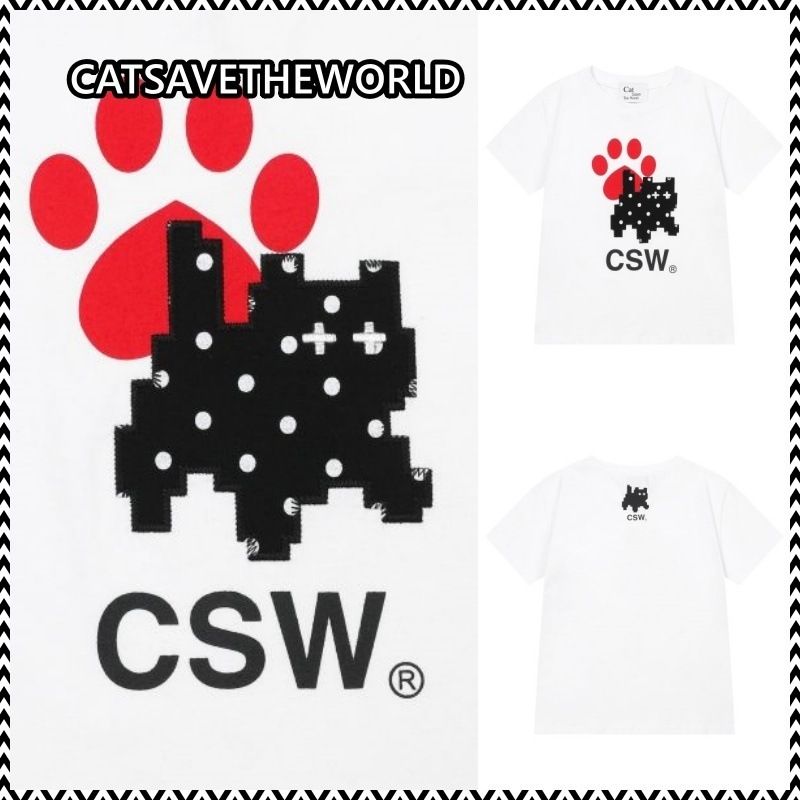 CATSAVETHEWORLD KIRI FOOT STAMP BIG LOGO HALF T