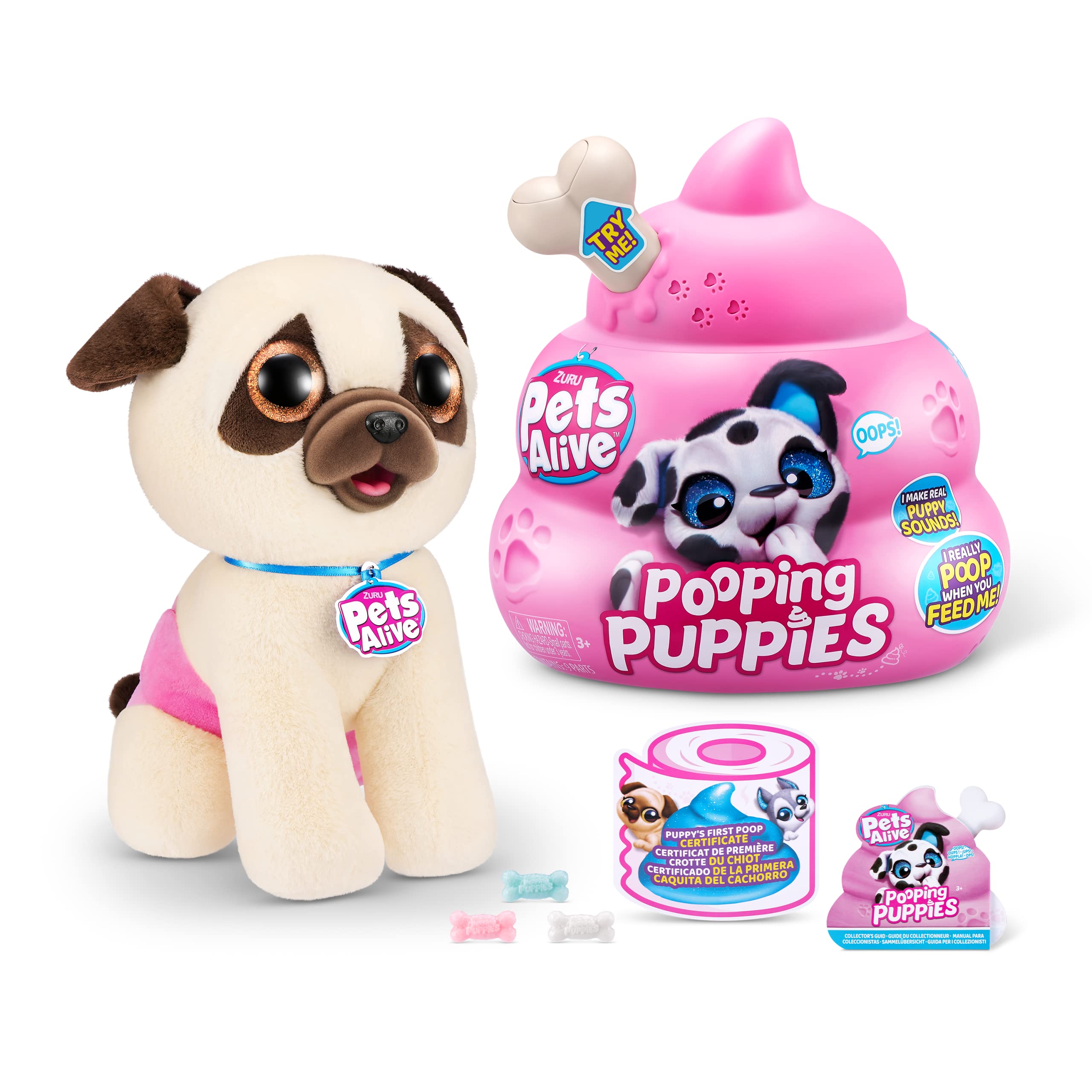 ZURU Pets Alive うんち子犬(パグ) サプライズパピーぬいぐるみ ウルトラソフトぬいぐるみ インタラクティブトイペット 電子ペット子犬 女の子と子供用 5,352円