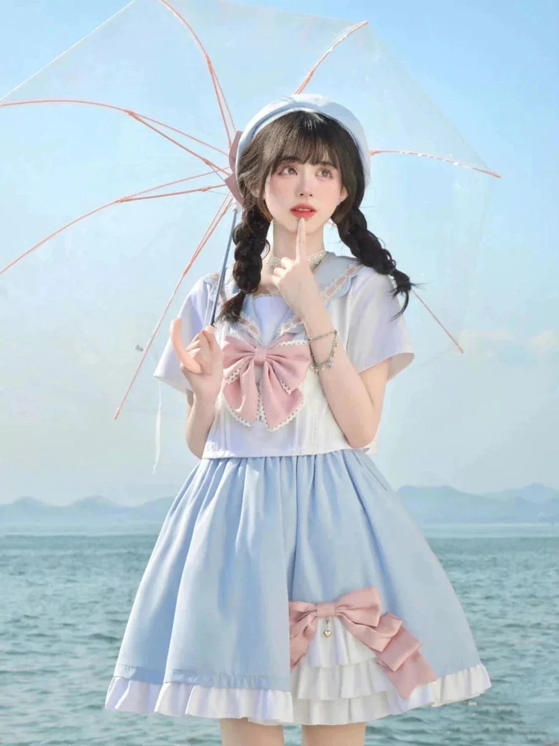 【NEWカラー追加】Tシャツワンピース韓国ファッション JK制服カレッジスタイル ネイビーカラーブラウス＋パッチワークケ