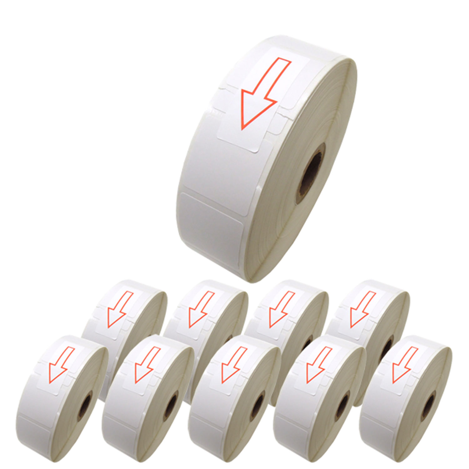 ブラザー用 RDロール プレカット紙ラベル (感熱紙) RD-U09J1 互換品 30mm×30mm 蛍光増白剤不使用 2167枚入り 10個セット