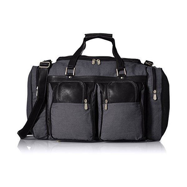Piel Leather 20in Duffel Bag with Pockets， Black， One Size 並行輸入品 23,870円