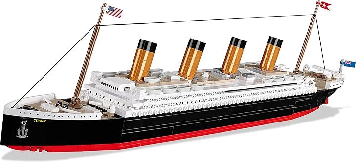 コビ ブロック おもちゃ タイタニック号 1929 TITANIC 1/450 ヒストリカルコレクション 722ピース ポーランド ビルディングブロック (黒白赤, 中サイズ)
