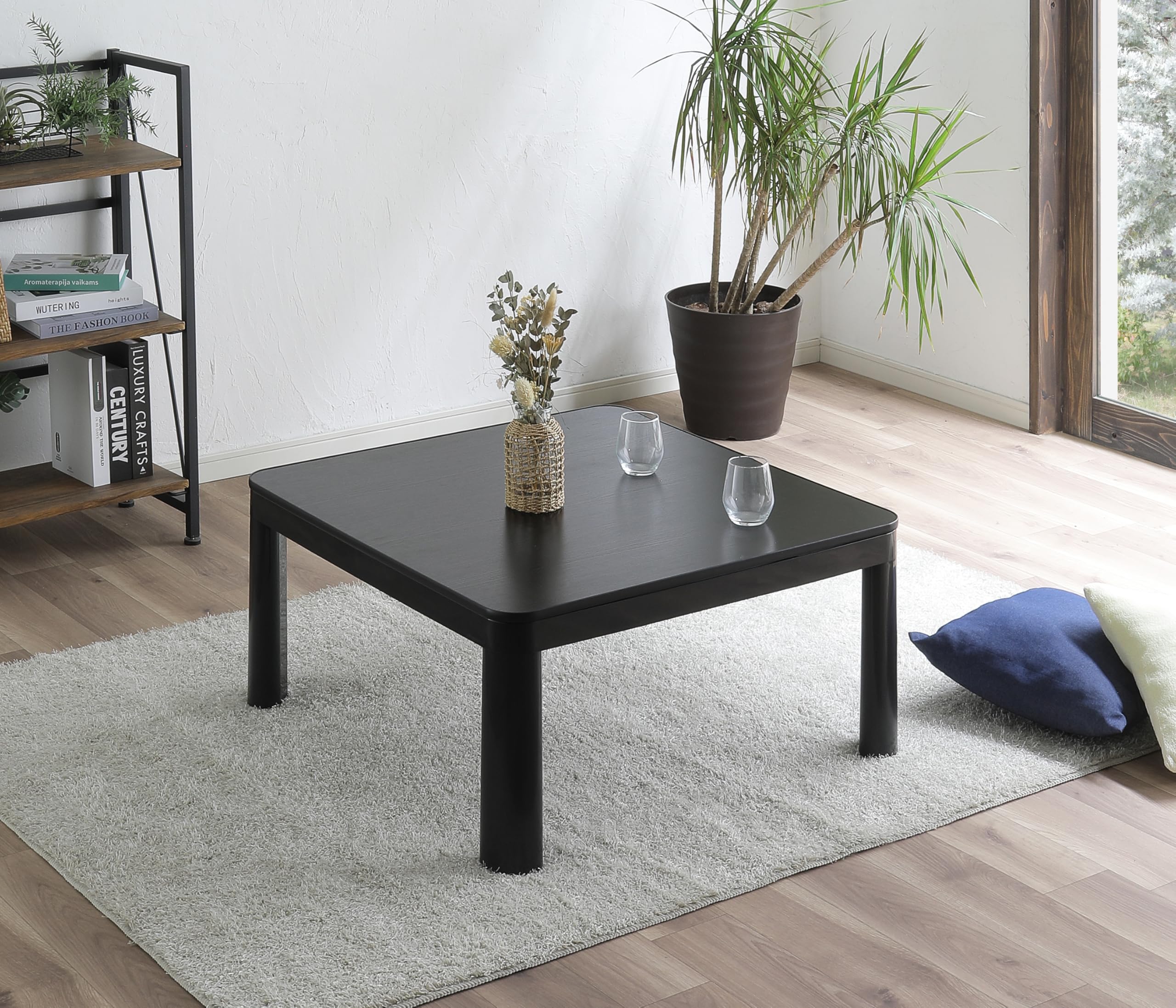 2025年版 カジュアルこたつ リバーシブル天板 テーブル本体, 100万台以上販売実績 (布団なし, 天板：ブラック×木目アーバン, 75×75)