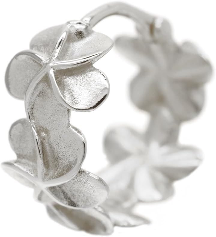 ハワイアンジュエリー プルメリア サージカルステンレス製 金属アレルギー対応 1個売り 軟骨用 へリックス お花 ボディピアス フープピアス レディース18Gシルバー(シルバー)