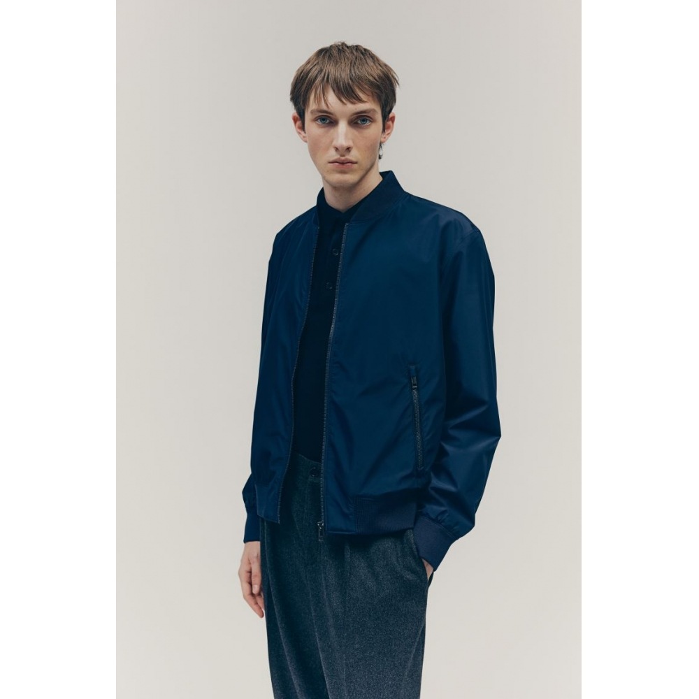 H&M ライトウェイトボンバージャケットレギュラーフィットネイビーブルー