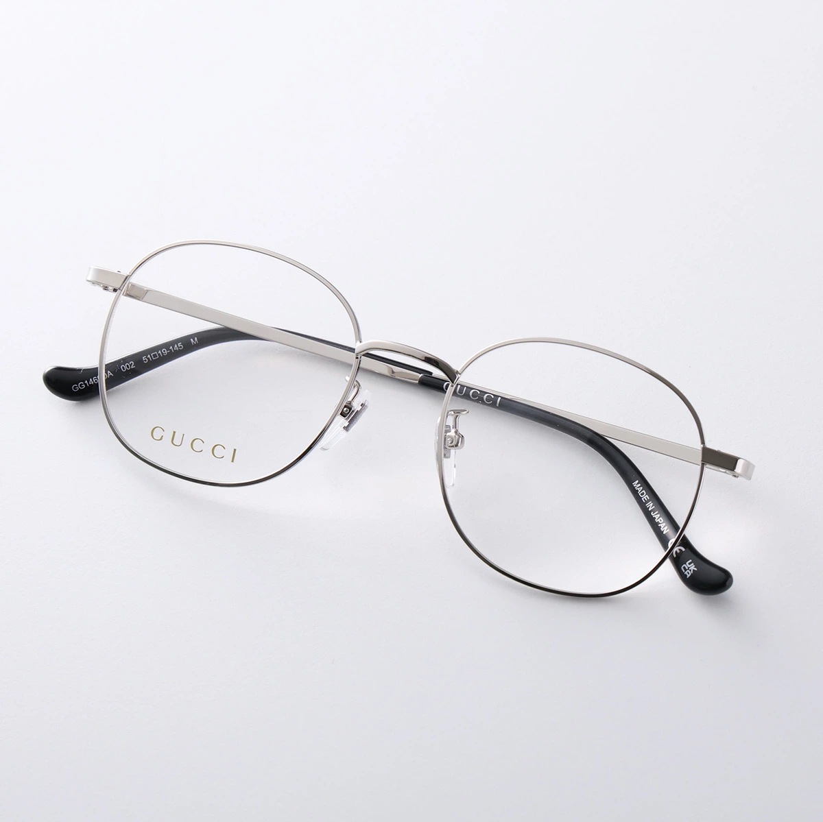 GUCCI グッチ メガネ GG1469OA メンズ ボストン型 メタルフレーム クリングスタイプ めがね 眼鏡 ロゴ アイウェア アジアンフィット 002